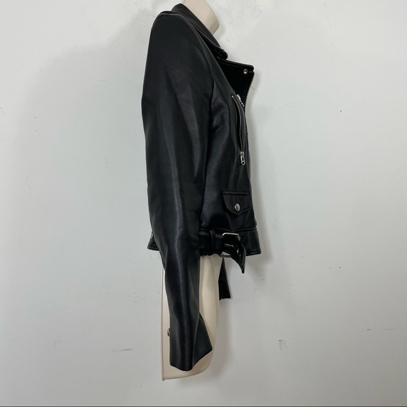 Zara faux leather vegan moto motorcycle jacket black size small zippers - Picture 4 of 8